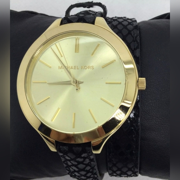 Michael Kors MK Slim Leather Runway Wrap Around Watch for Women (parts/repair) - Picture 2 of 6